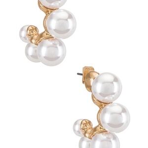 Ettika Gold and Pearl Cluster Earrings
